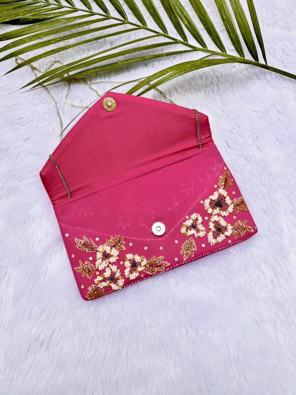 Beaded Hot Pink Clutch Purse - Image 3