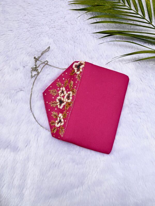 Beaded Hot Pink Clutch Purse - Image 4