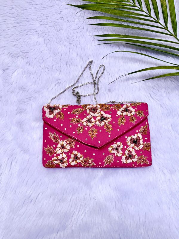 Beaded Hot Pink Clutch Purse - Image 6
