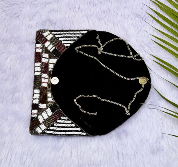 Beaded Geometrical Design Clutch Purse - Image 5