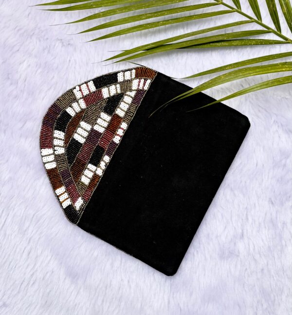 Beaded Geometrical Design Clutch Purse - Image 6