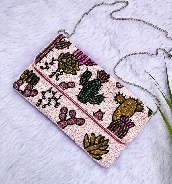 Beaded Cactus Plant Clutch Purse - Image 2