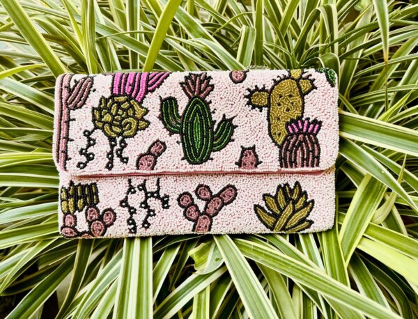 Beaded Cactus Plant Clutch Purse - Image 4