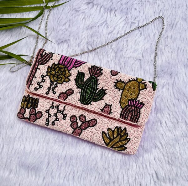 Beaded Cactus Plant Clutch Purse - Image 6