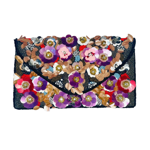 3D Multicoloured Floral Clutch Purse