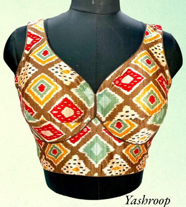 Multicolor Tusser Silk Blouse (Check Pattern) - Image 5