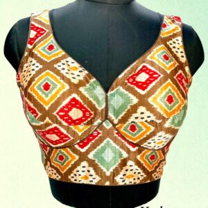 Multicolor Tusser Silk Blouse (Check Pattern)
