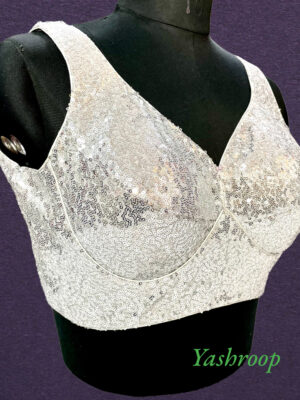 Premium Sequin White Sabyasachi Blouse