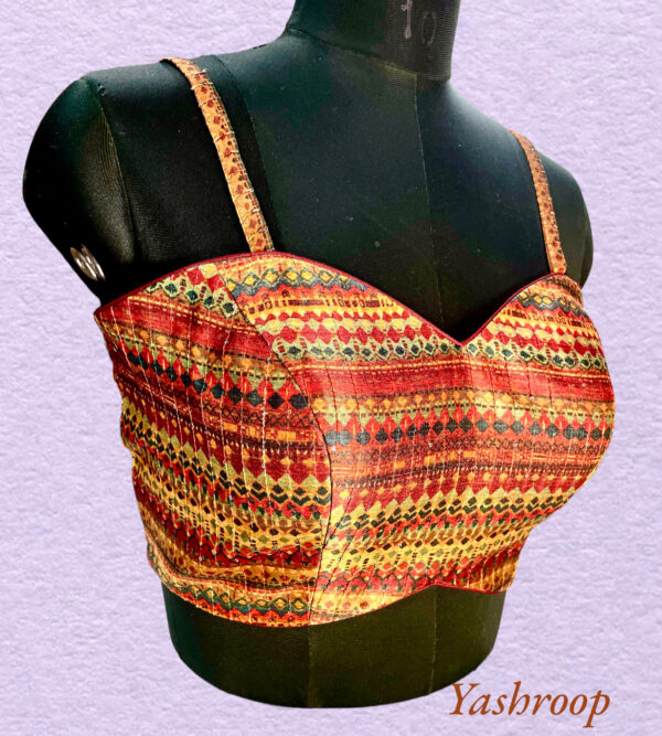 Multicolor Tusser Silk Strapped Blouse - Image 4