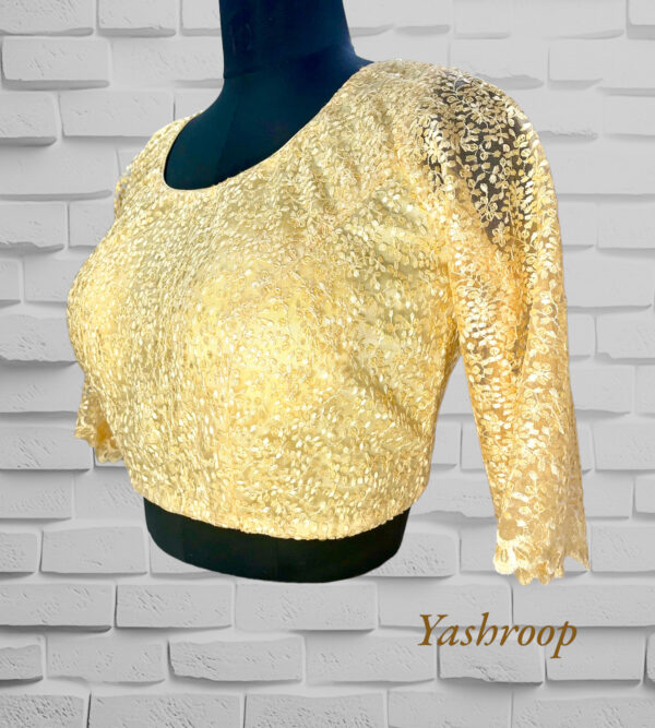 Gold Embroidered blouse with Sequins - Image 2