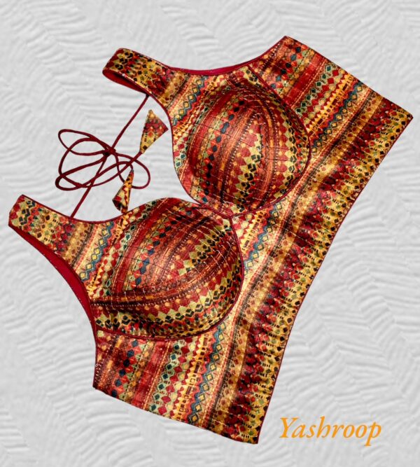 Multicolor Tusser Silk Blouse (Sweetheart) - Image 2
