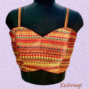 Multicolor Tusser Silk Strapped Blouse