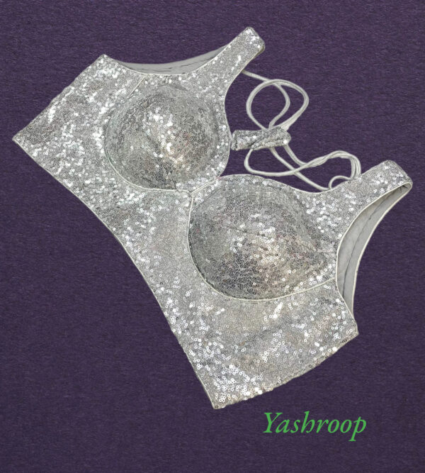 Premium Sequin White Sabyasachi Blouse - Image 2