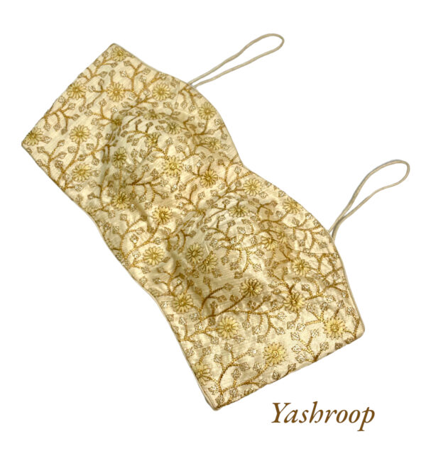 Designer Golden Embroidered Blouse/Spaghetti - Image 2