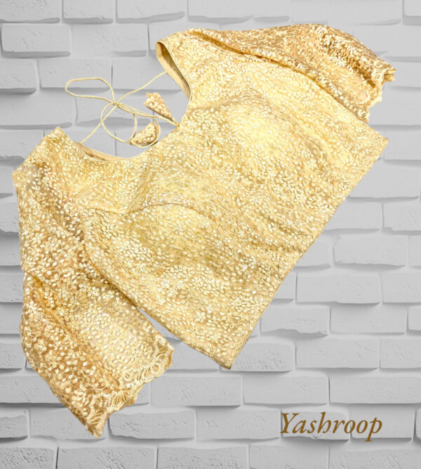 Gold Embroidered blouse with Sequins - Image 4