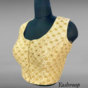 Latest Designer Golden Embroidered Blouse (Front open with Zipper)