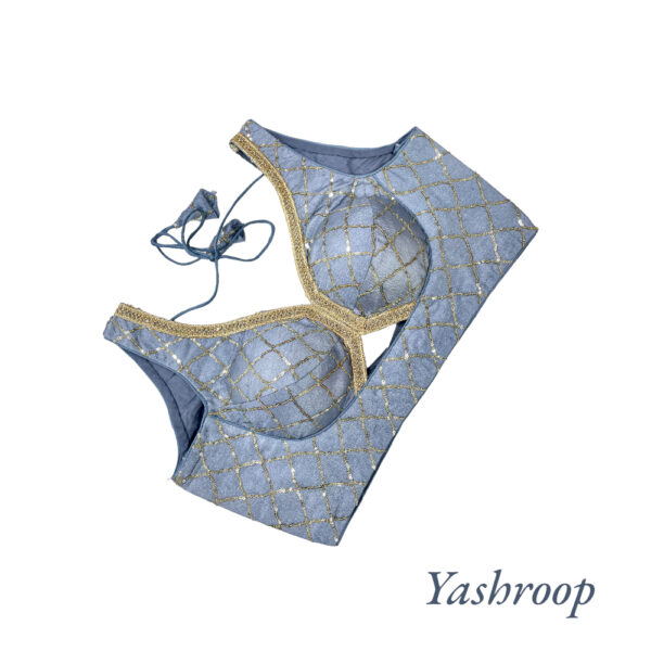 Latest Designer Greyish Blue Blouse - Image 2