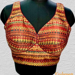 Multicolor Tusser Silk Blouse (Sweetheart)