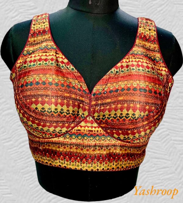 Multicolor Tusser Silk Blouse (Sweetheart)