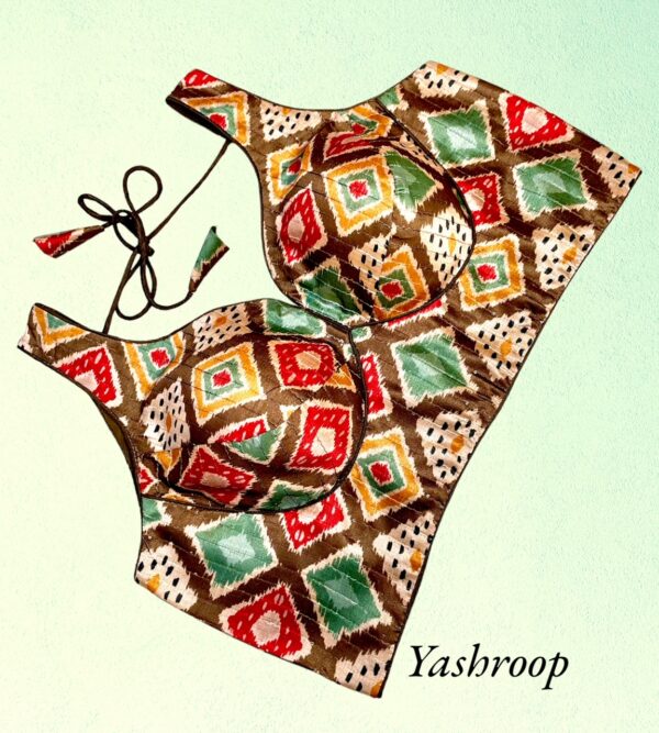 Multicolor Tusser Silk Blouse (Check Pattern) - Image 2