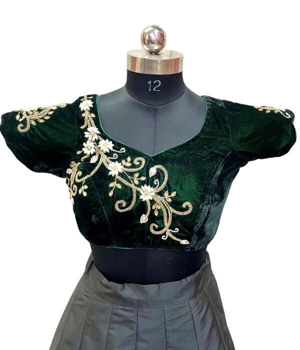 Royal Blouse of Velvet With Heavy Embroidery - Image 4