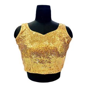 Heavy Designer Gold Sequins Handmade Saree Blouse