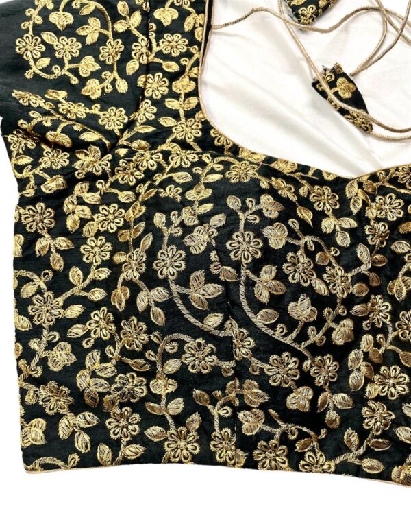 Heavy Gold Embroidered Premium Black Blouse - Image 3
