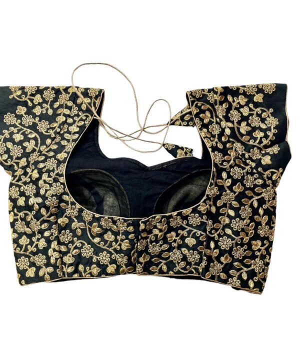 Heavy Gold Embroidered Premium Black Blouse - Image 2