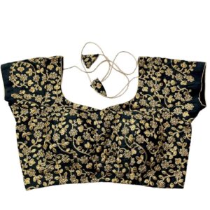 Heavy Gold Embroidered Premium Black Blouse
