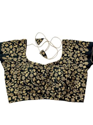 Heavy Gold Embroidered Premium Black Blouse
