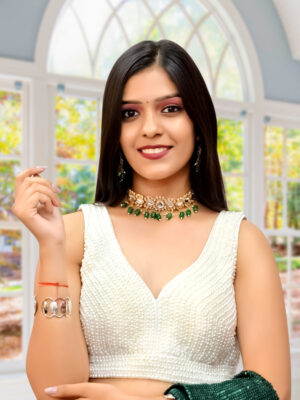 Heavy White Pearl Blouse with Back opening