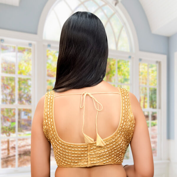 Golden Beaded Pearl Top for saree - Image 3