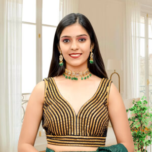Black and Gold Pearl Beads Blouse