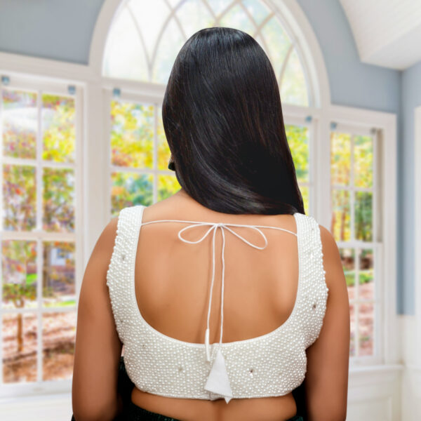 Pearl Zircon Diamond Blouse Top - Image 2