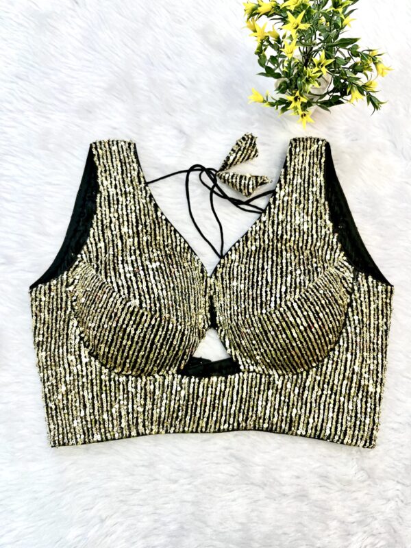 Black & Gold Sequins Blouse - Image 4