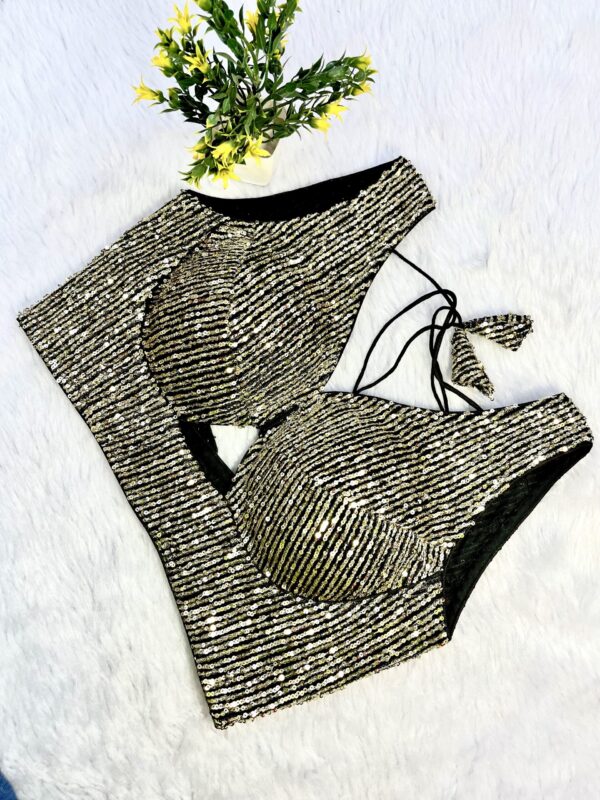 Black & Gold Sequins Blouse - Image 5