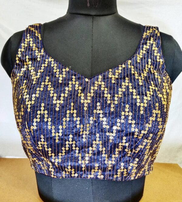 Handmade Zari Patterned Partywear Blouse with Sequins - Image 2