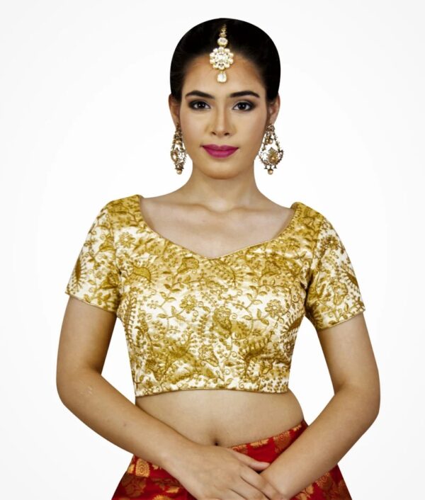 Royal Looking Golden Embroidery Blouse - Image 3
