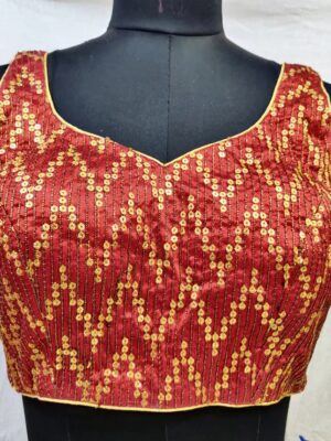 Handmade Zari Patterned Partywear Blouse with Sequins