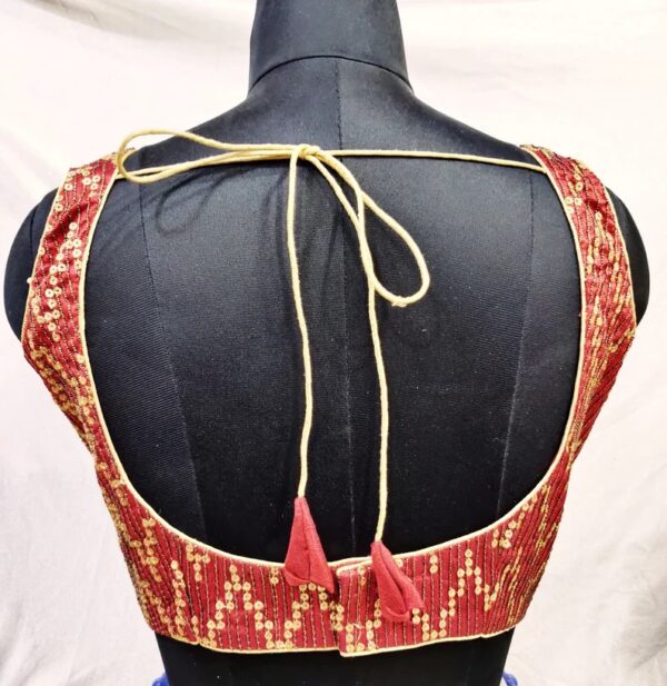 Handmade Zari Patterned Partywear Blouse with Sequins - Image 4