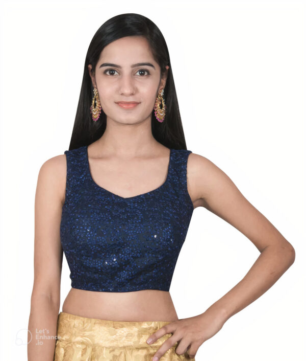 Indian Designer Multicolor Sequins Blouse - Image 5