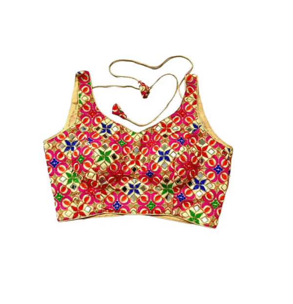Multicolored Premium Blouse with Thread work Embroidery - Image 3