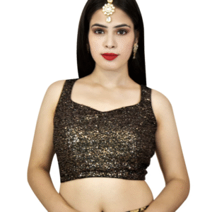 Sequins Black & Gold Patterned Blouse