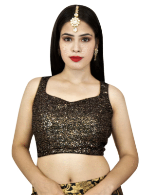 Sequins Black & Gold Patterned Blouse