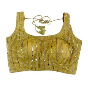 Gold Saree Blouse with illuminating texture for Engagements