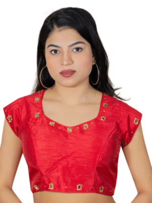 Premium Plain Blouse With Mirror Work