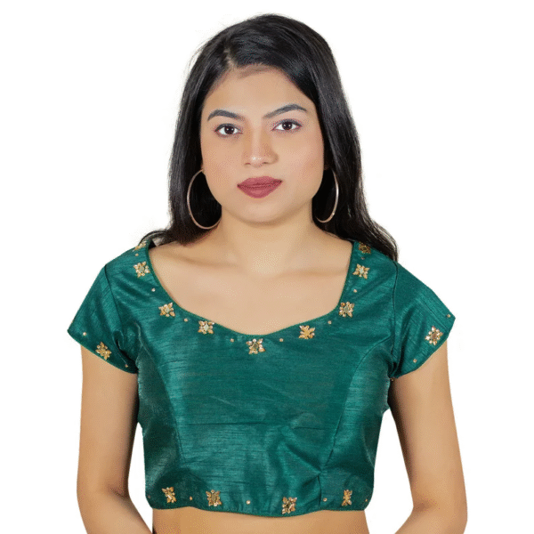 Premium Plain Blouse With Mirror Work - Image 3