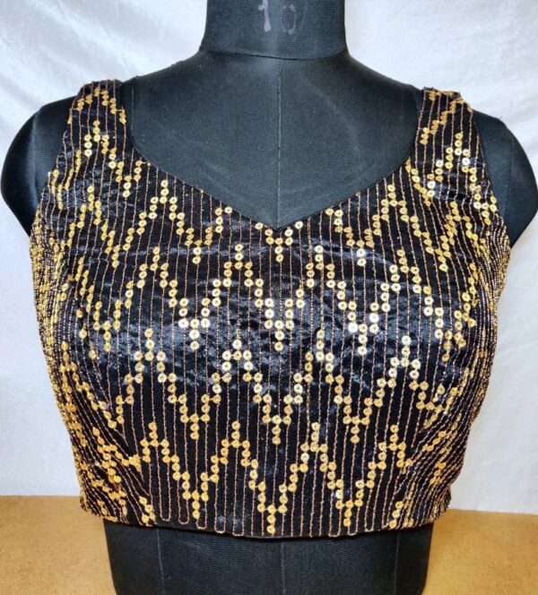 Handmade Zari Patterned Partywear Blouse with Sequins - Image 3