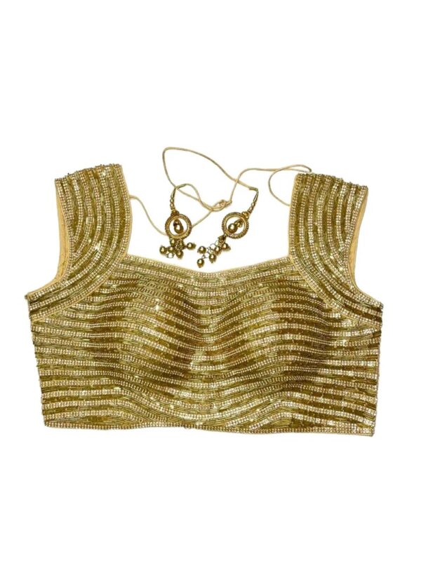 Heavy Worked Golden Sequins Blouse - Image 3