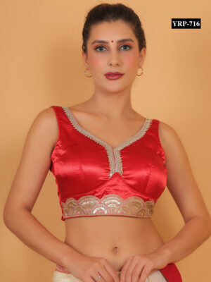 Red Silk Embroidered Blouse